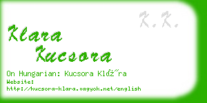 klara kucsora business card